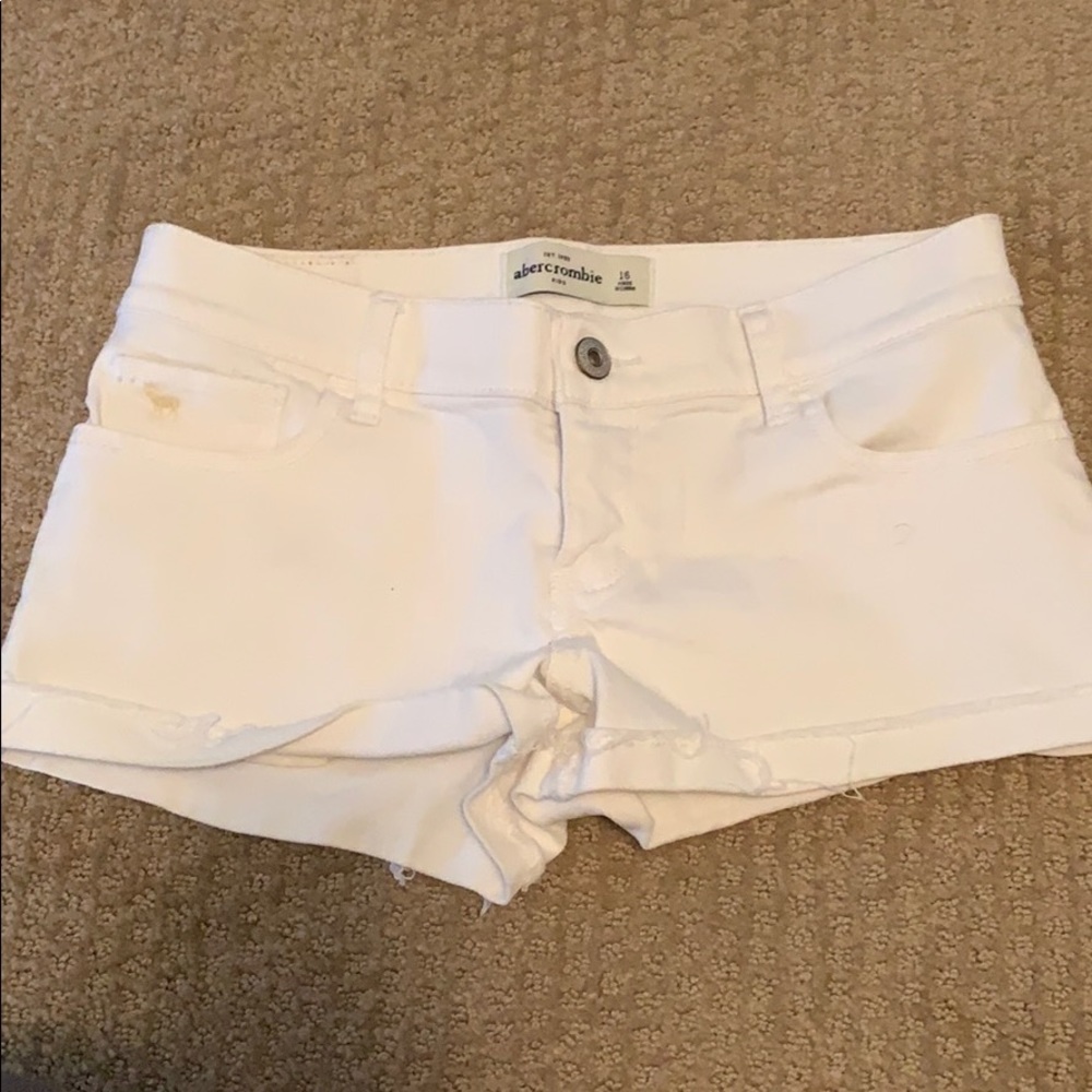 abercrombie white jean shorts